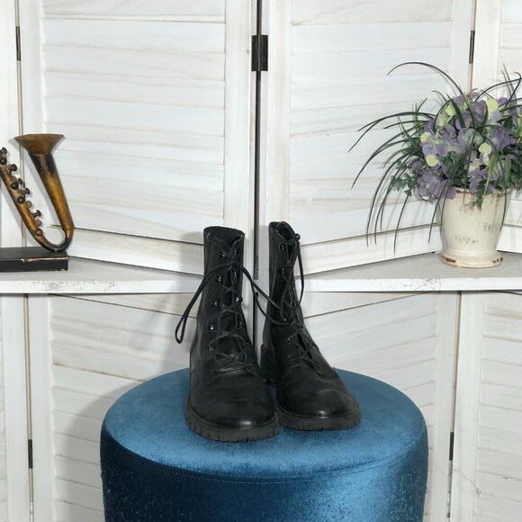 Schutz Black Leather Combat Boots Size 9 - Picture 5 of 9